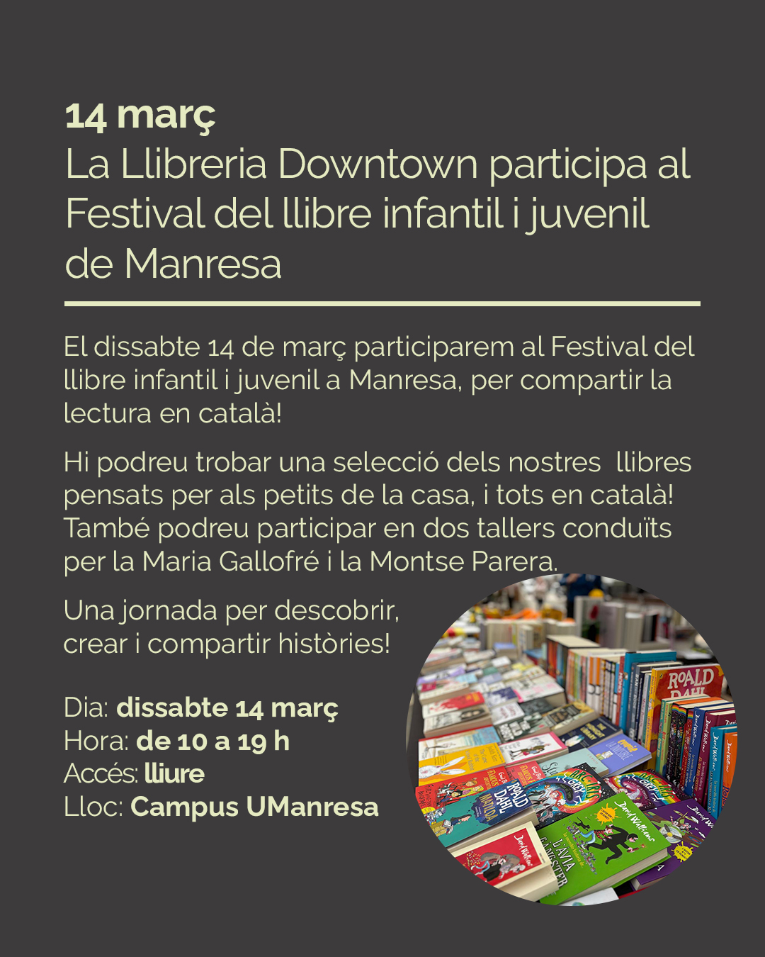 La Llibreria Downtown participa al Festival del llibre infantil i juvenil de Manresa